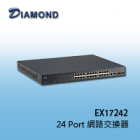 EX17242 簡易網管型 24 埠 10/100 BASE-TX PoE 和 2 埠 Combo Gigabit 乙太網路交換器